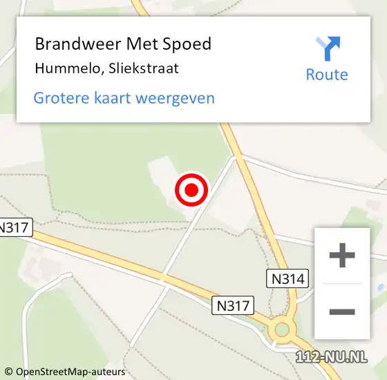 Locatie op kaart van de 112 melding: Brandweer Met Spoed Naar Hummelo, Sliekstraat op 31 oktober 2013 09:32