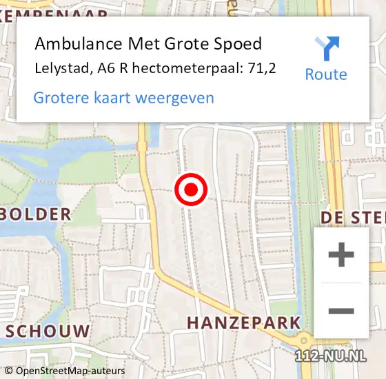 Locatie op kaart van de 112 melding: Ambulance Met Grote Spoed Naar Lelystad, Inzet op 28 februari 2015 09:05