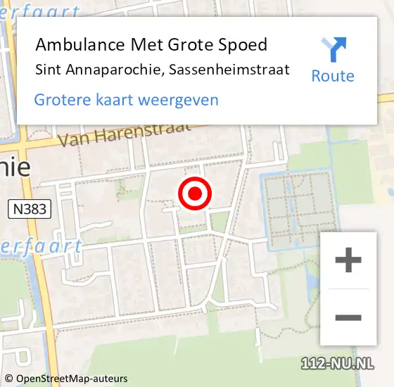 Locatie op kaart van de 112 melding: Ambulance Met Grote Spoed Naar Sint Annaparochie, Sassenheimstraat op 28 februari 2015 09:45