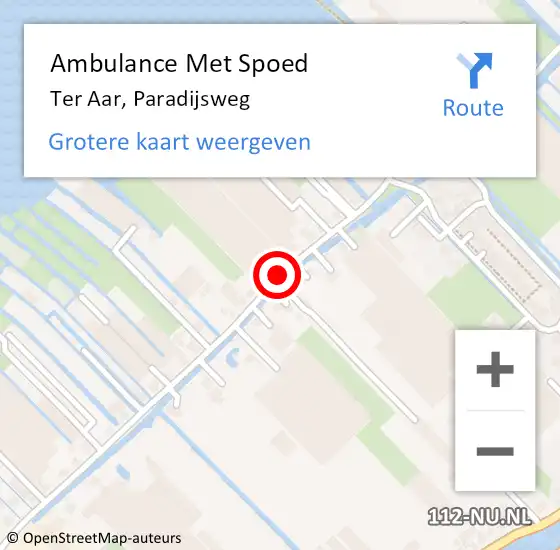 Locatie op kaart van de 112 melding: Ambulance Met Spoed Naar Ter Aar, Paradijsweg op 28 februari 2015 09:50