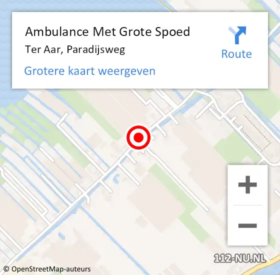 Locatie op kaart van de 112 melding: Ambulance Met Grote Spoed Naar Ter Aar, Paradijsweg op 28 februari 2015 09:57