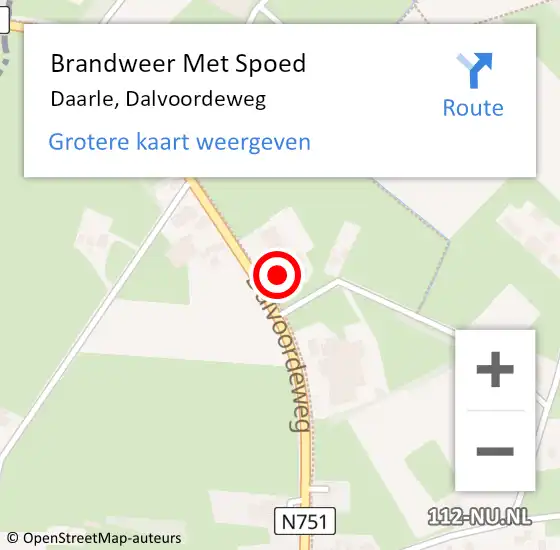 Locatie op kaart van de 112 melding: Brandweer Met Spoed Naar Daarle, Dalvoordeweg op 28 februari 2015 09:58