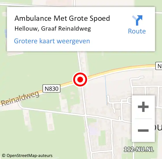 Locatie op kaart van de 112 melding: Ambulance Met Grote Spoed Naar Hellouw, Graaf Reinaldweg op 28 februari 2015 10:07