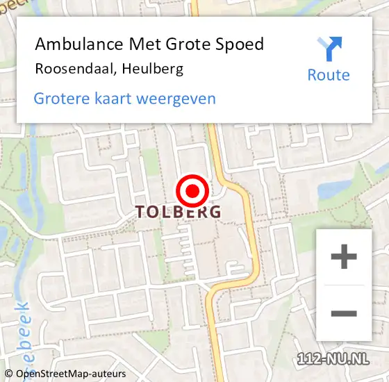 Locatie op kaart van de 112 melding: Ambulance Met Grote Spoed Naar Roosendaal, Heulberg op 28 februari 2015 10:13