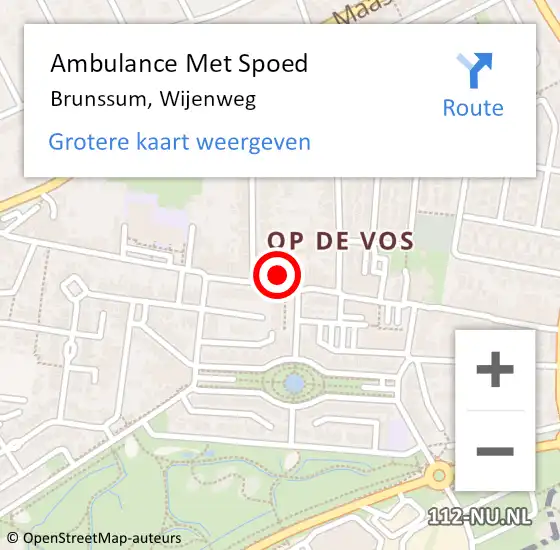 Locatie op kaart van de 112 melding: Ambulance Met Spoed Naar Brunssum, Wijenweg op 28 februari 2015 10:52