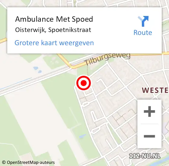 Locatie op kaart van de 112 melding: Ambulance Met Spoed Naar Oisterwijk, Spoetnikstraat op 28 februari 2015 10:53