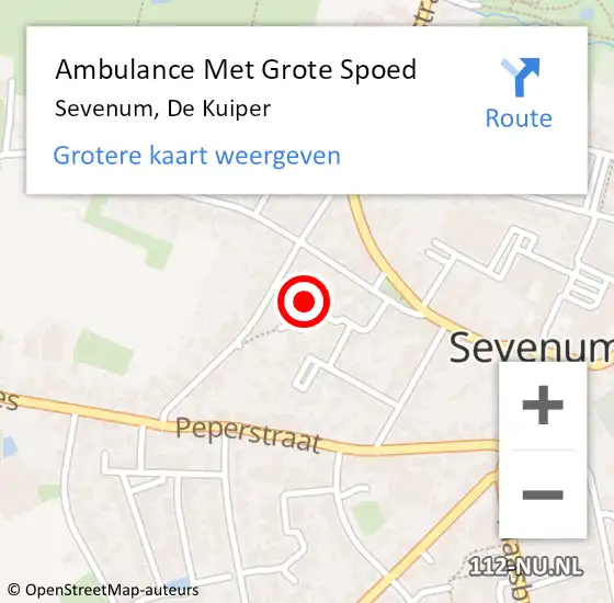 Locatie op kaart van de 112 melding: Ambulance Met Grote Spoed Naar Sevenum, De Kuiper op 28 februari 2015 10:54