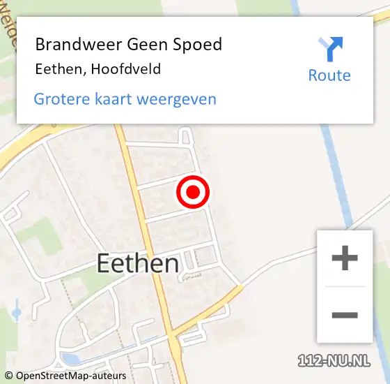 Locatie op kaart van de 112 melding: Brandweer Geen Spoed Naar Eethen, Hoofdveld op 28 februari 2015 11:06