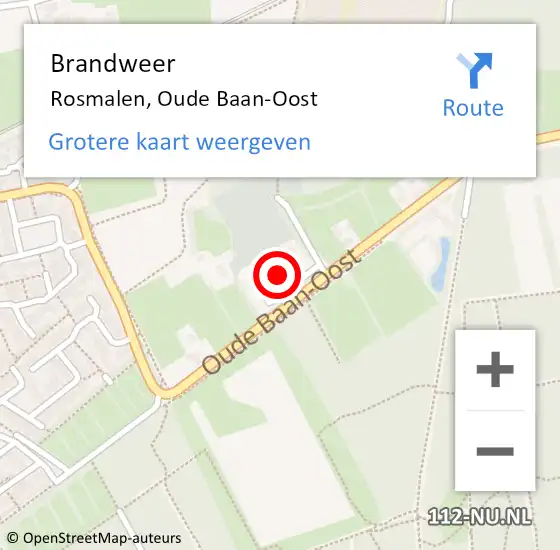 Locatie op kaart van de 112 melding: Brandweer Rosmalen, Oude Baan-Oost op 28 februari 2015 11:13