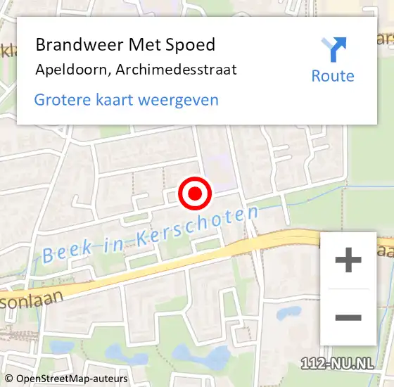 Locatie op kaart van de 112 melding: Brandweer Met Spoed Naar Apeldoorn, Archimedesstraat op 28 februari 2015 11:42