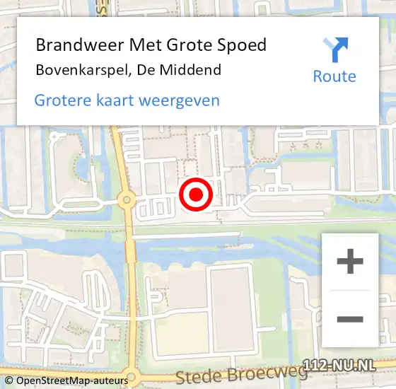 Locatie op kaart van de 112 melding: Brandweer Met Grote Spoed Naar Bovenkarspel, De Middend op 28 februari 2015 12:46