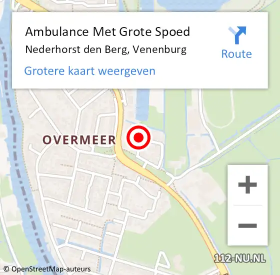 Locatie op kaart van de 112 melding: Ambulance Met Grote Spoed Naar Nederhorst den Berg, Venenburg op 28 februari 2015 13:18