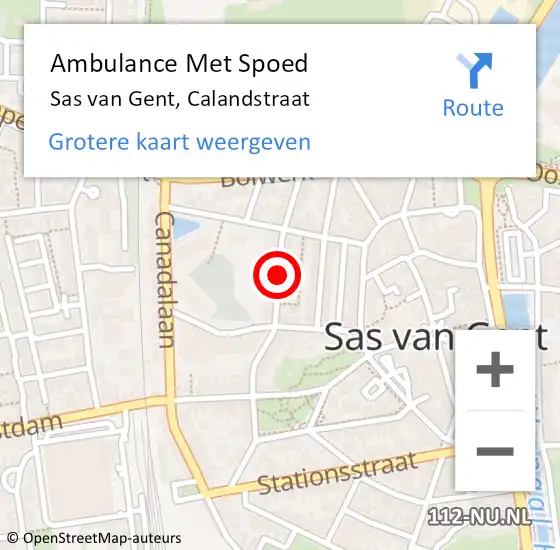 Locatie op kaart van de 112 melding: Ambulance Met Spoed Naar Sas van Gent, Calandstraat op 28 februari 2015 14:37