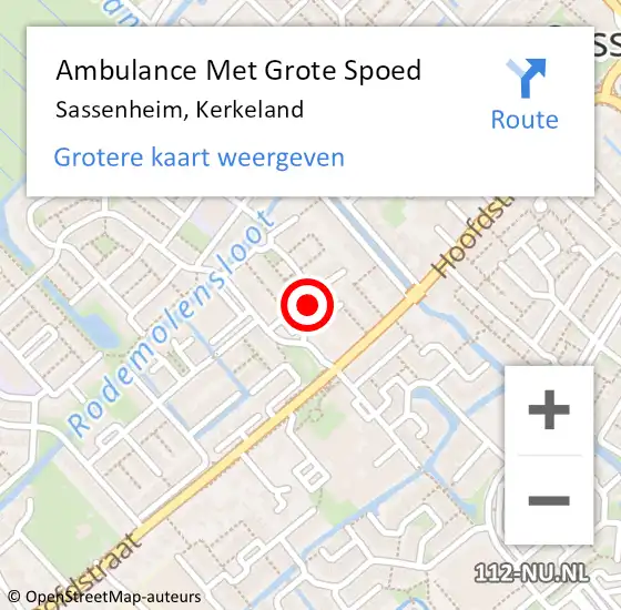 Locatie op kaart van de 112 melding: Ambulance Met Grote Spoed Naar Sassenheim, Kerkeland op 28 februari 2015 14:43