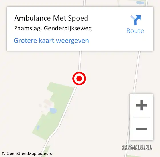 Locatie op kaart van de 112 melding: Ambulance Met Spoed Naar Zaamslag, Genderdijkseweg op 28 februari 2015 14:51