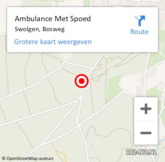 Locatie op kaart van de 112 melding: Ambulance Met Spoed Naar Swolgen, Bosweg op 28 februari 2015 15:16