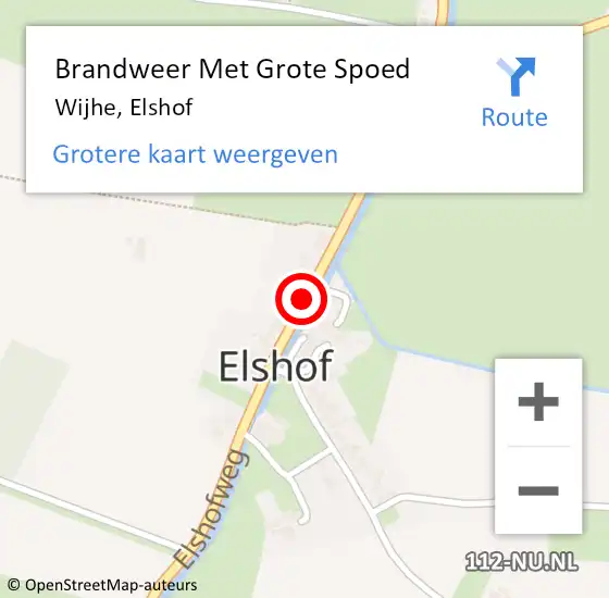 Locatie op kaart van de 112 melding: Brandweer Met Grote Spoed Naar Wijhe, Elshof op 28 februari 2015 15:38