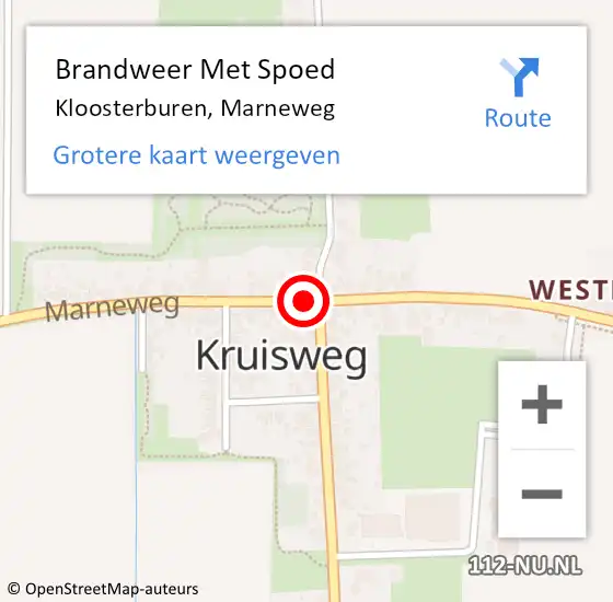 Locatie op kaart van de 112 melding: Brandweer Met Spoed Naar Kloosterburen, Marneweg op 28 februari 2015 16:19