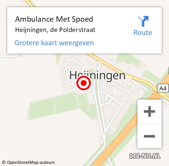 Locatie op kaart van de 112 melding: Ambulance Met Spoed Naar Heijningen, de Polderstraat op 28 februari 2015 16:38