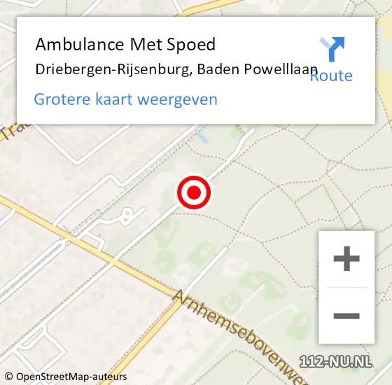 Locatie op kaart van de 112 melding: Ambulance Met Spoed Naar Driebergen-Rijsenburg, Baden Powelllaan op 28 februari 2015 16:42