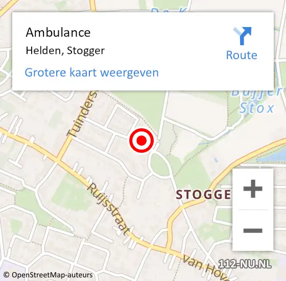 Locatie op kaart van de 112 melding: Ambulance Helden, Stogger op 28 februari 2015 18:20