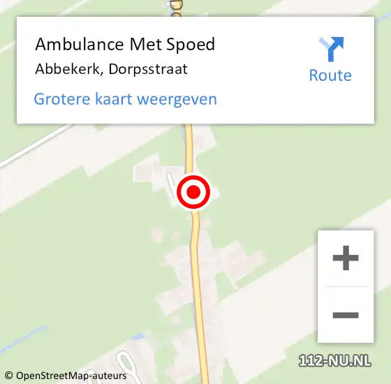 Locatie op kaart van de 112 melding: Ambulance Met Spoed Naar Abbekerk, Dorpsstraat op 28 februari 2015 18:26