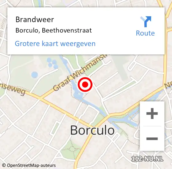 Locatie op kaart van de 112 melding: Brandweer Borculo, Beethovenstraat op 28 februari 2015 18:30