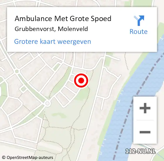 Locatie op kaart van de 112 melding: Ambulance Met Grote Spoed Naar Grubbenvorst, Molenveld op 28 februari 2015 18:42