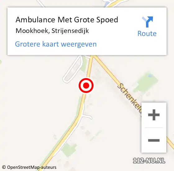 Locatie op kaart van de 112 melding: Ambulance Met Grote Spoed Naar Mookhoek, Strijensedijk op 28 februari 2015 19:15