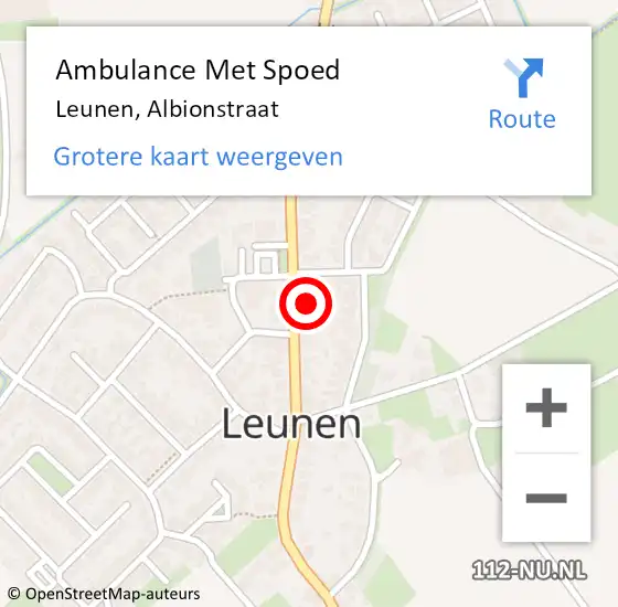 Locatie op kaart van de 112 melding: Ambulance Met Spoed Naar Leunen, Albionstraat op 28 februari 2015 19:32