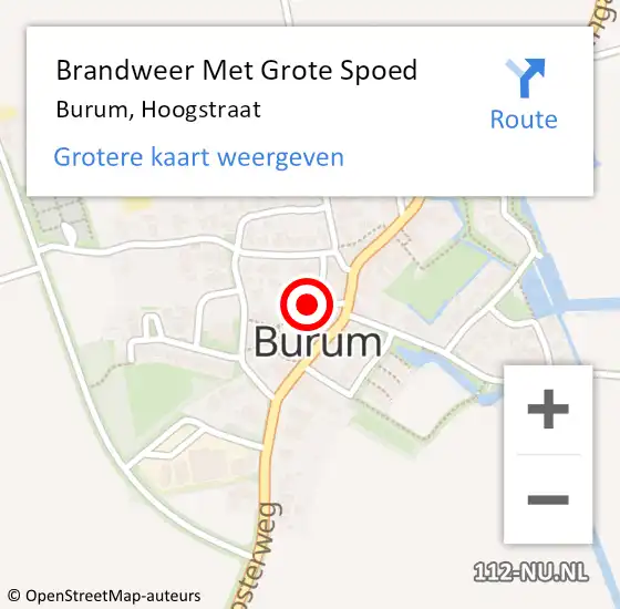 Locatie op kaart van de 112 melding: Brandweer Met Grote Spoed Naar Burum, Hoogstraat op 28 februari 2015 20:47