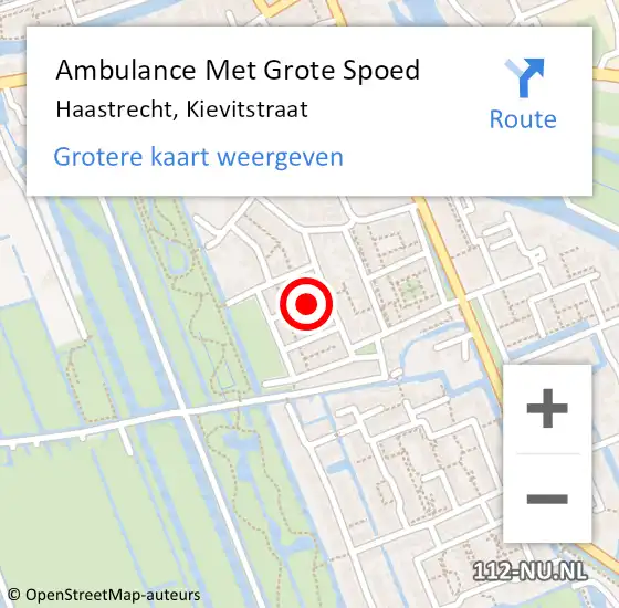 Locatie op kaart van de 112 melding: Ambulance Met Grote Spoed Naar Haastrecht, Kievitstraat op 11 september 2013 12:08