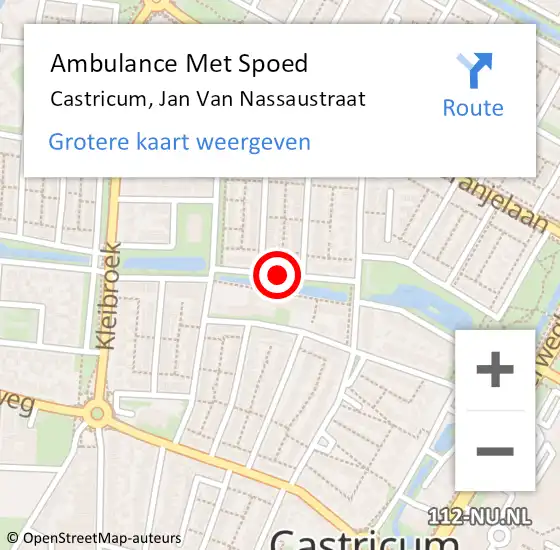 Locatie op kaart van de 112 melding: Ambulance Met Spoed Naar Castricum, Jan Van Nassaustraat op 28 februari 2015 21:14