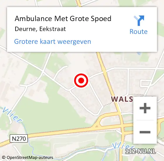 Locatie op kaart van de 112 melding: Ambulance Met Grote Spoed Naar Deurne, Eekstraat op 28 februari 2015 21:38