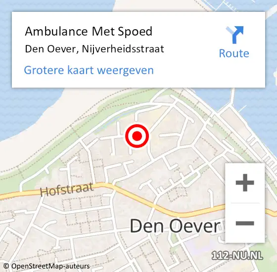 Locatie op kaart van de 112 melding: Ambulance Met Spoed Naar Den Oever, Nijverheidsstraat op 28 februari 2015 22:32