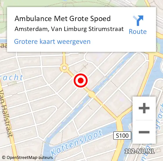 Locatie op kaart van de 112 melding: Ambulance Met Grote Spoed Naar Amsterdam, Van Limburg Stirumstraat op 28 februari 2015 22:35