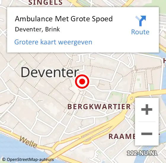 Locatie op kaart van de 112 melding: Ambulance Met Grote Spoed Naar Deventer, Brink op 28 februari 2015 22:35