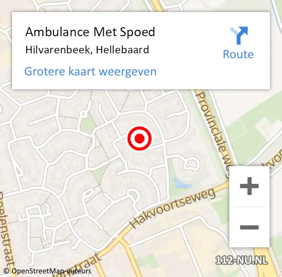 Locatie op kaart van de 112 melding: Ambulance Met Spoed Naar Hilvarenbeek, Hellebaard op 28 februari 2015 23:49