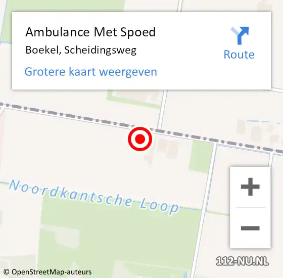 Locatie op kaart van de 112 melding: Ambulance Met Spoed Naar Boekel, Scheidingsweg op 1 maart 2015 00:50