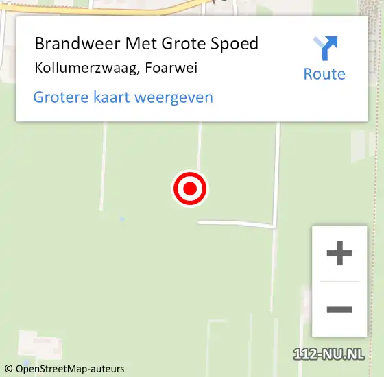 Locatie op kaart van de 112 melding: Brandweer Met Grote Spoed Naar Kollumerzwaag, Foarwei op 1 maart 2015 02:05