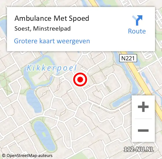 Locatie op kaart van de 112 melding: Ambulance Met Spoed Naar Soest, Minstreelpad op 1 maart 2015 04:35