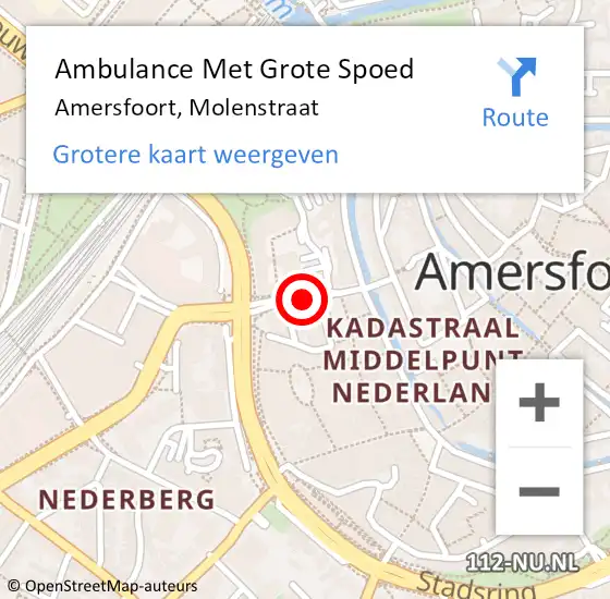 Locatie op kaart van de 112 melding: Ambulance Met Grote Spoed Naar Amersfoort, Molenstraat op 1 maart 2015 04:47