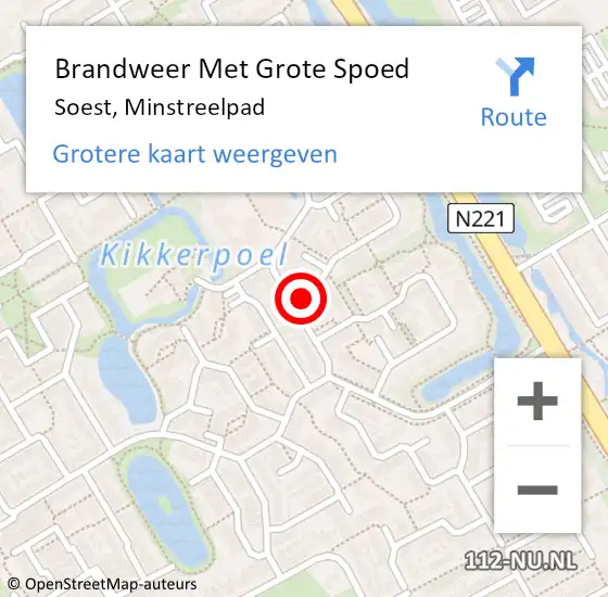 Locatie op kaart van de 112 melding: Brandweer Met Grote Spoed Naar Soest, Minstreelpad op 1 maart 2015 04:56