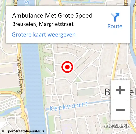 Locatie op kaart van de 112 melding: Ambulance Met Grote Spoed Naar Breukelen, Margrietstraat op 1 maart 2015 05:32