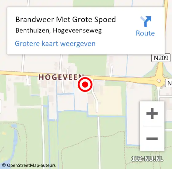 Locatie op kaart van de 112 melding: Brandweer Met Grote Spoed Naar Benthuizen, Hogeveenseweg op 1 maart 2015 06:52