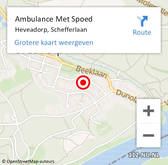 Locatie op kaart van de 112 melding: Ambulance Met Spoed Naar Heveadorp, Schefferlaan op 1 maart 2015 07:12