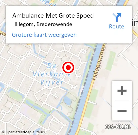 Locatie op kaart van de 112 melding: Ambulance Met Grote Spoed Naar Hillegom, Brederowende op 1 maart 2015 07:29