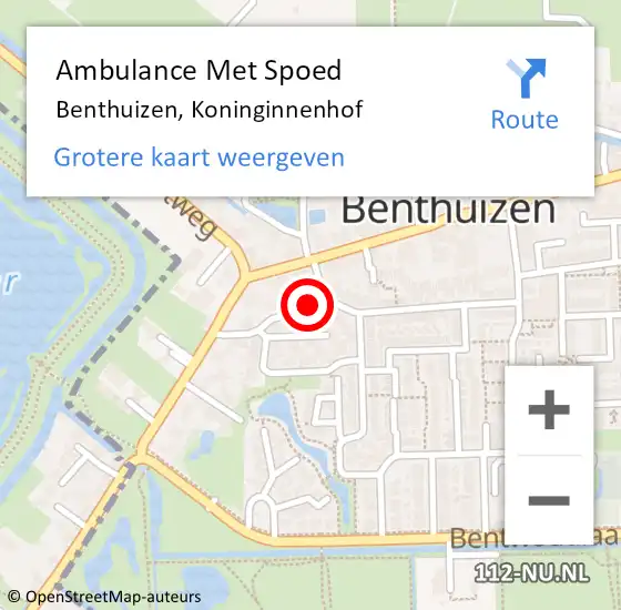 Locatie op kaart van de 112 melding: Ambulance Met Spoed Naar Benthuizen, Koninginnenhof op 1 maart 2015 08:27