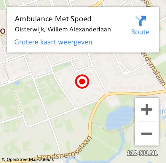 Locatie op kaart van de 112 melding: Ambulance Met Spoed Naar Oisterwijk, Willem Alexanderlaan op 1 maart 2015 08:29