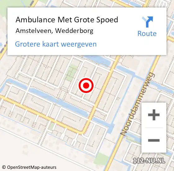 Locatie op kaart van de 112 melding: Ambulance Met Grote Spoed Naar Amstelveen, Wedderborg op 1 maart 2015 08:39